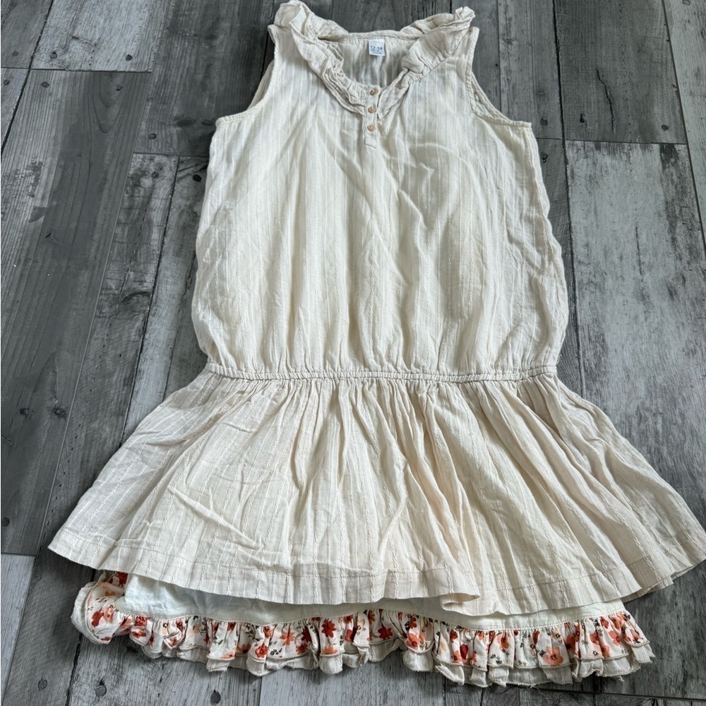 Zara Kids GirlsTiered Ruffle Cotton Boho Tunic Dress 13-14 Tank Sleeveless